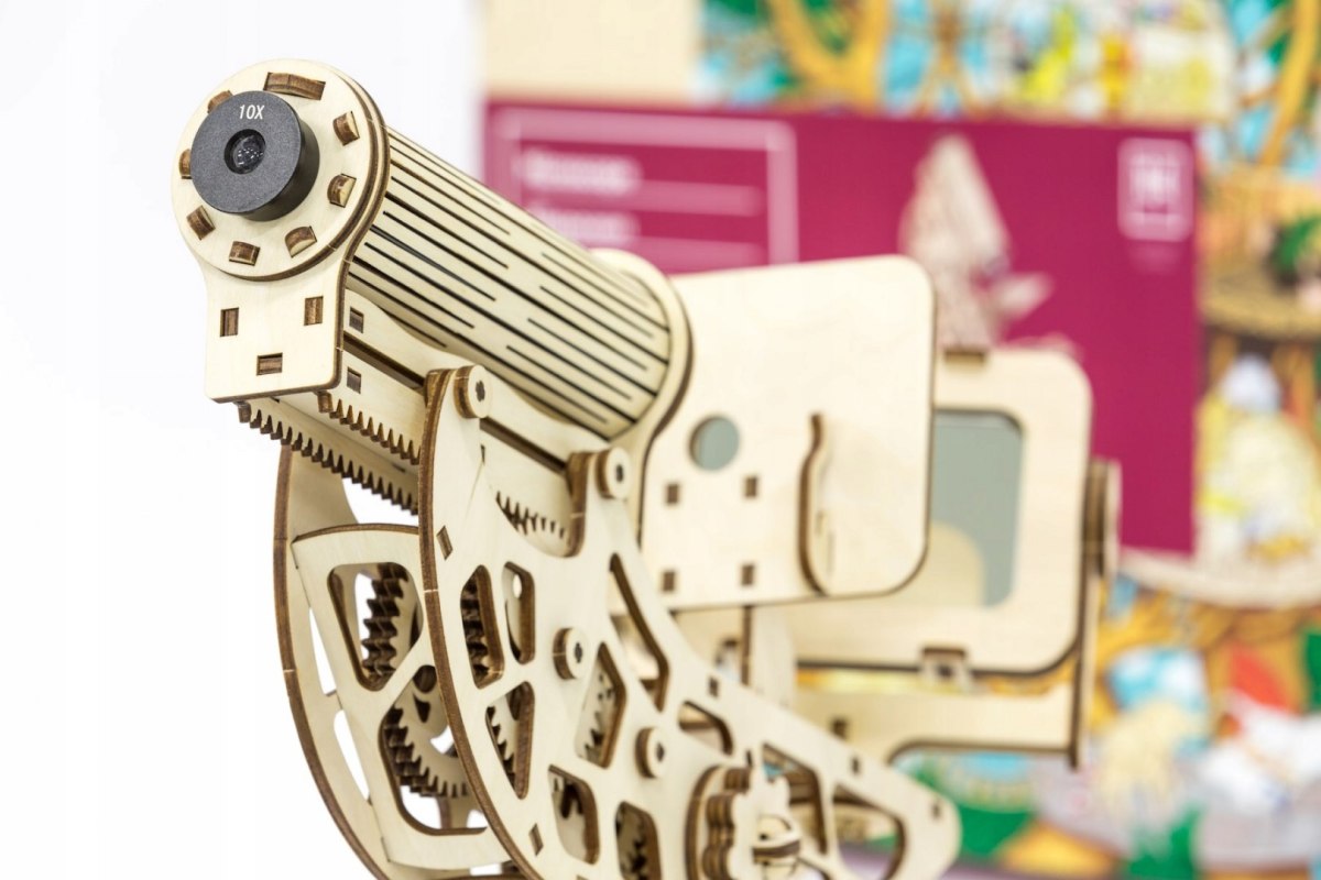 Mikroskop - drewniane, mechaniczne puzzle 3D DIY