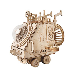 Steampunkowy statek kosmiczny - drewaniane, mechaniczne puzzle 3D